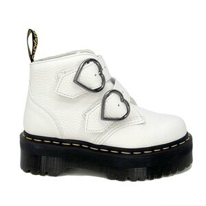 New Dr. Martens Devon Heart Platform White Leather Ankle Boots Women Size 5 Docs